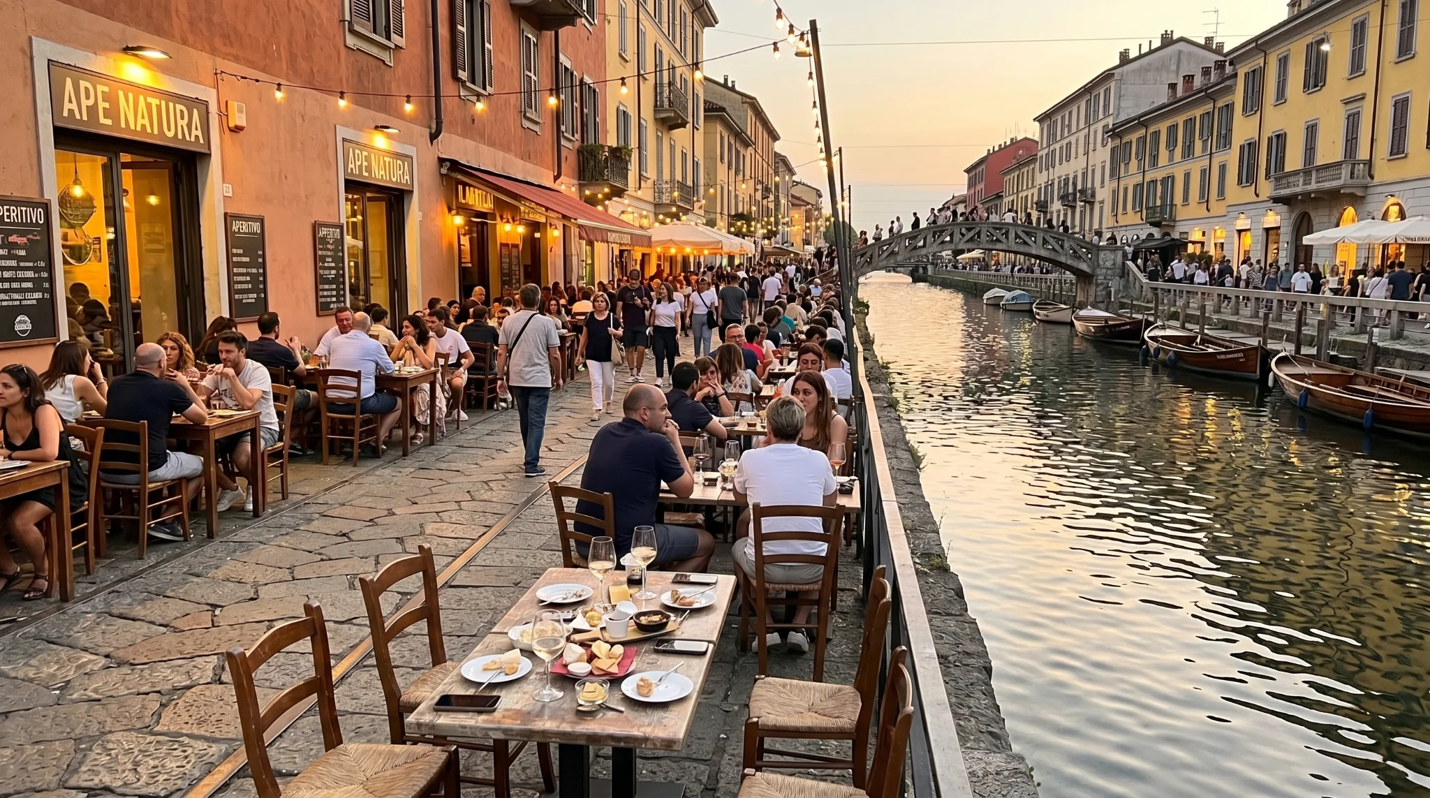 Navigli canal district with bars and restaurants, Milan